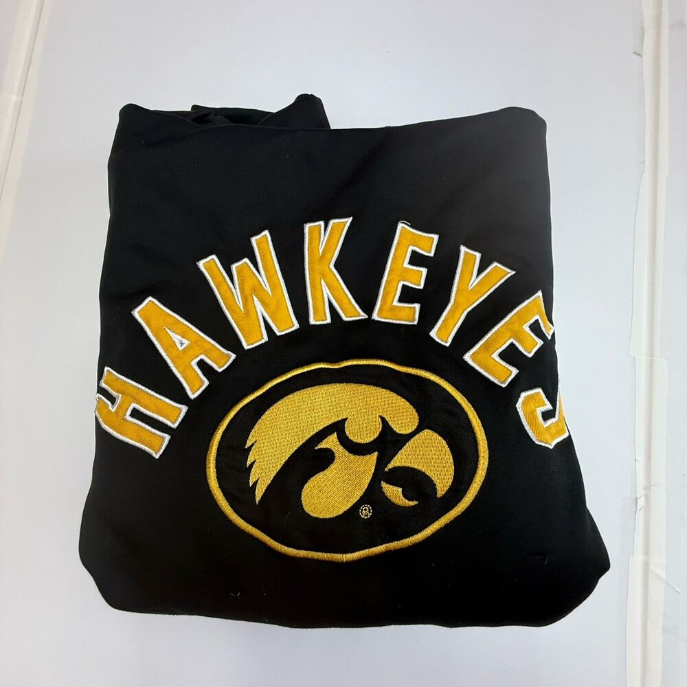 Iowa Hawkeyes Hoodie XXL Adult Black With Gold Hood Pullover EUC Captivating - Picture 12 of 12